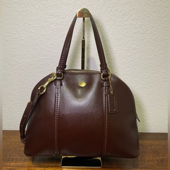 Coach Handbags - Coach Peyton Leather Cora Domed Satchel F25671 Brass/ Mahogany‎